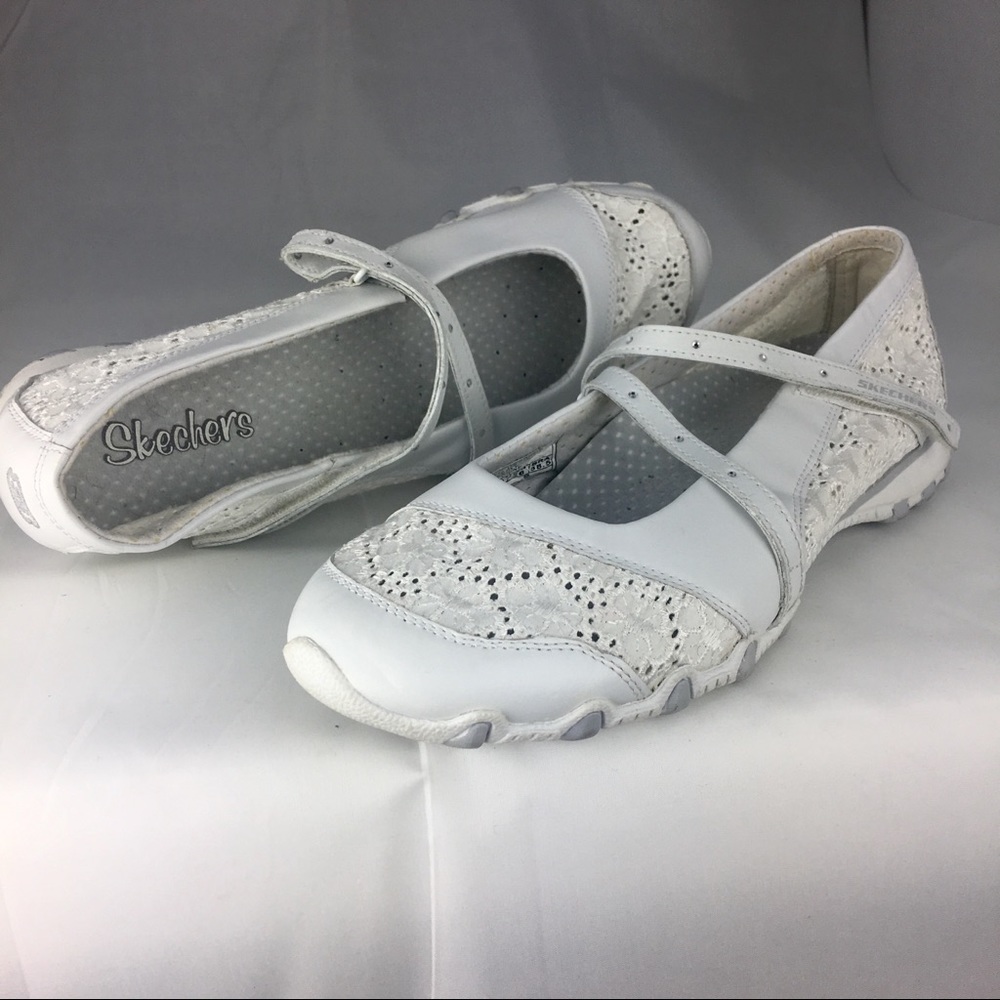 Skechers Relaxed Fit Bikers White Mary Jane Size 9